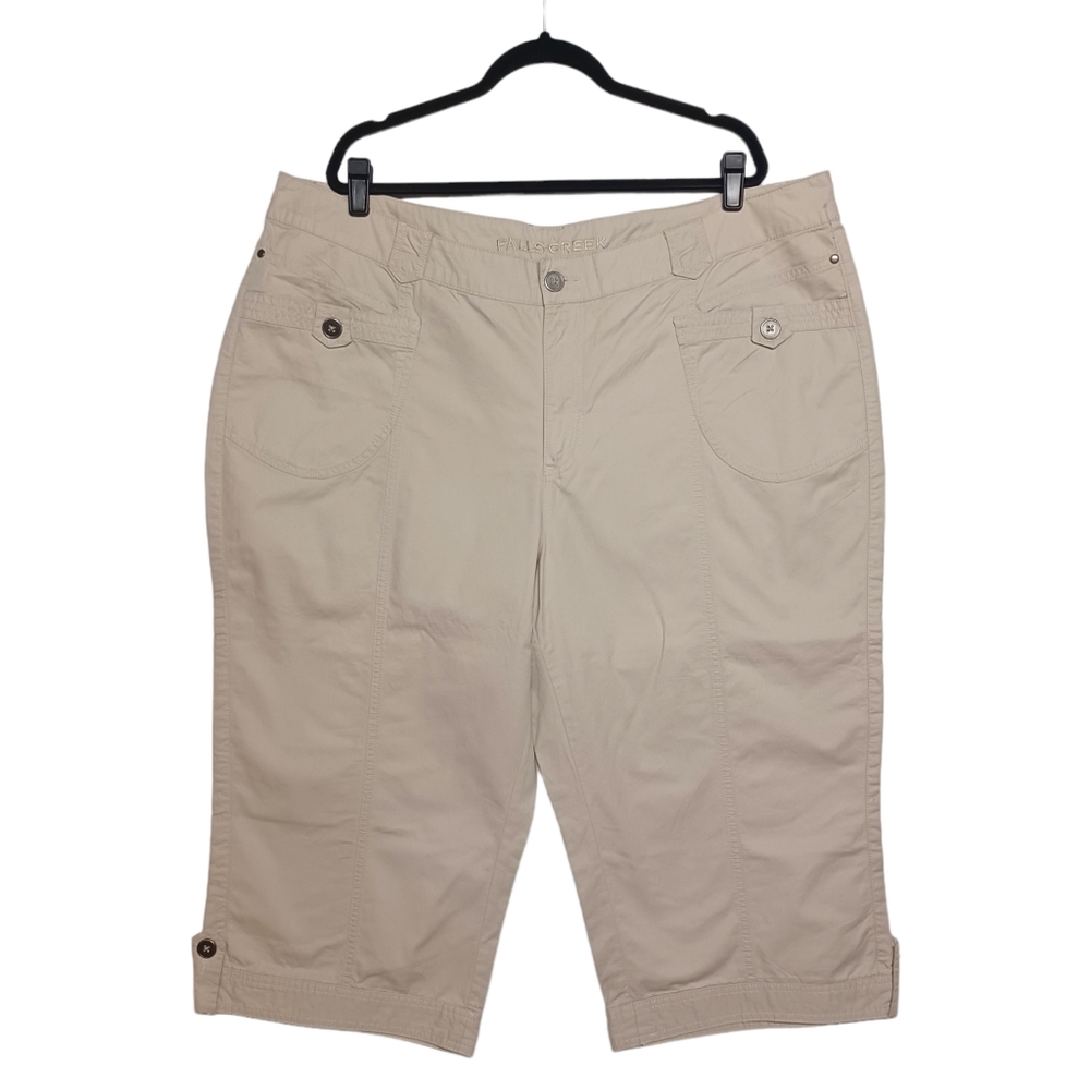 FALLS CREEK Tan Cream Cargo Capri Cropped Pant 26W